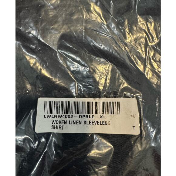 LUNYA NWT $138 Woven Linen Sleeveless Shirt - Navy Blue - Picture 15 of 15